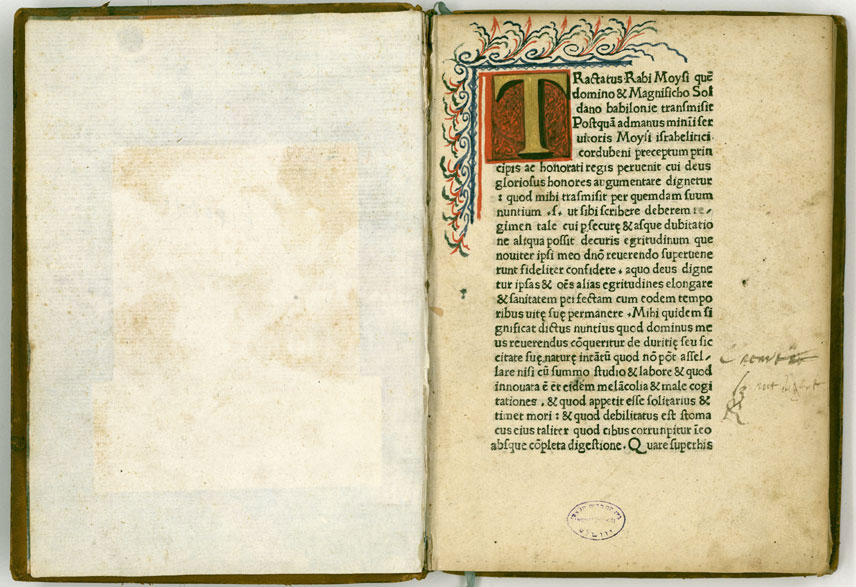 Maimonides, Hanhagat ha-Beri'ut (medical treatise), Latin translation, Florence 1481